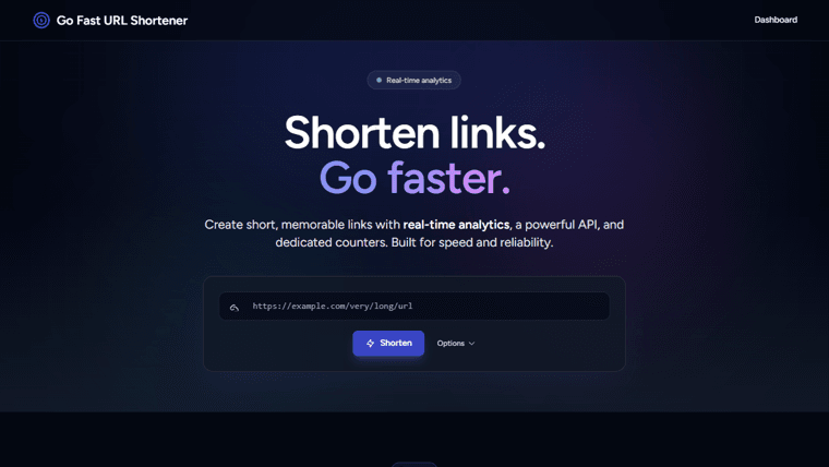 GoFast URL Shortener dashboard screenshot